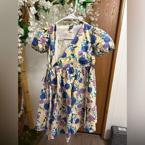 Tea Collection Multicolor Floral Puff Sleeve Dress 🫖 100% Cotton